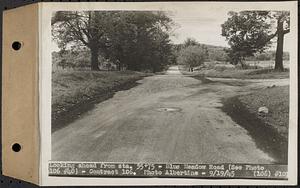 Contract No. 106, Improvement of Access Roads, Middle and East Branch Regulating Dams, and Quabbin Reservoir Area, Hardwick, Petersham, New Salem, Belchertown, looking ahead from Sta. 35+75, Blue Meadow Road, Belchertown, Mass., Sep. 19, 1945