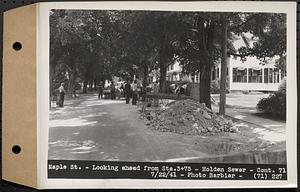 Contract No. 71, WPA Sewer Construction, Holden, Maple Street, looking ahead from Sta. 3+75, Holden Sewer, Holden, Mass., Jul. 22, 1941