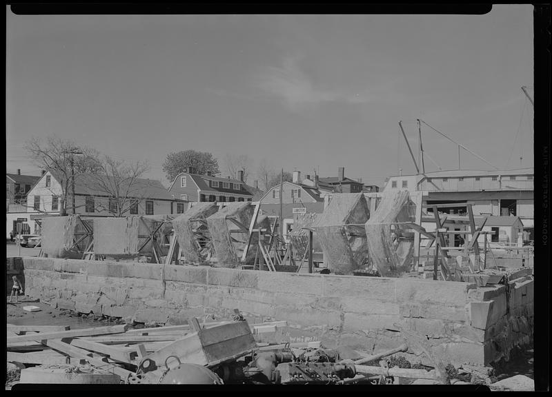 Drying fish nets at the landing, Marblehead