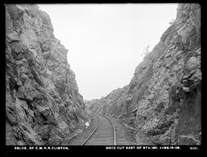 Relocation Central Massachusetts Railroad, rock cut, east of station 130, Clinton, Mass., Jun. 18, 1903