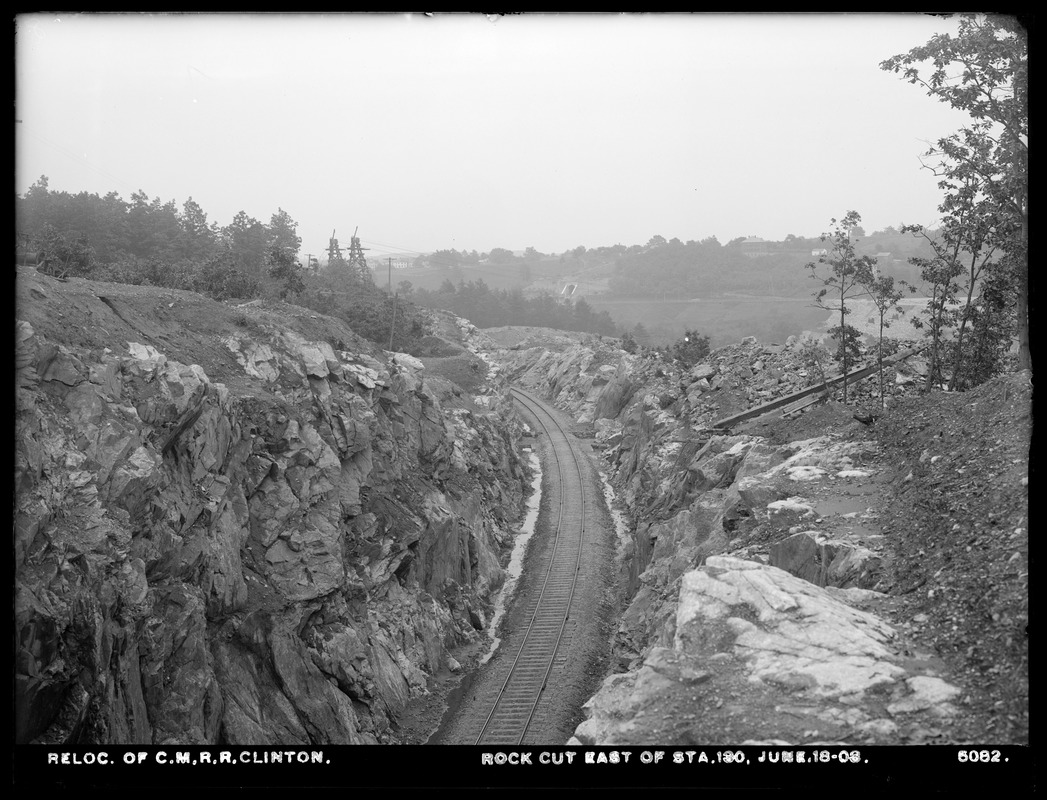 Relocation Central Massachusetts Railroad, rock cut, east of station 130, Clinton, Mass., Jun. 18, 1903