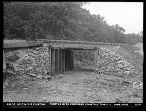 Relocation Central Massachusetts Railroad, trestle over proposed construction railway, Clinton, Mass., Jun. 18, 1903