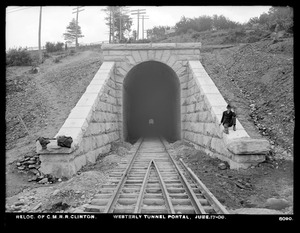 Relocation Central Massachusetts Railroad, westerly tunnel portal, Clinton, Mass., Jun. 17, 1903