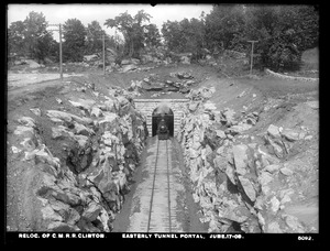 Relocation Central Massachusetts Railroad, easterly tunnel portal, Clinton, Mass., Jun. 17, 1903