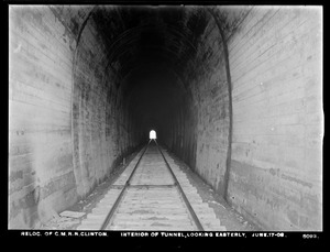 Relocation Central Massachusetts Railroad, interior of tunnel, looking easterly, Clinton, Mass., Jun. 17, 1903