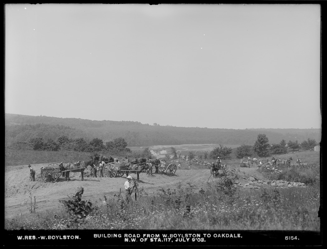 Wachusett Reservoir, building road from West Boylston to Oakdale, northwest of station 117, West Boylston, Mass., Jul. 9, 1903