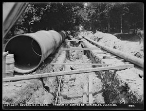 Distribution Department, supply pipe lines, Section 3, trench at Centre Street, corner Colby Street, Newton, Mass., Jul. 9, 1903