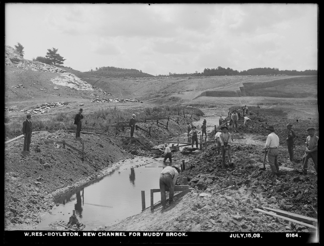 Wachusett Reservoir, new channel for Muddy Brook, Boylston, Mass., Jul. 15, 1903