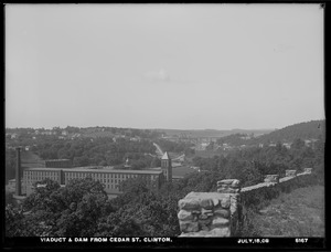 Relocation Central Massachusetts Railroad, viaduct and dam, from Cedar Street, Clinton, Mass., Jul. 15, 1903