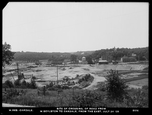 Wachusett Reservoir, site of crossing of road from West Boylston to Oakdale, from the east, Oakdale, West Boylston, Mass., Jul. 24, 1903