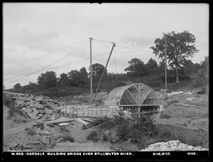 Wachusett Reservoir, building bridge over Stillwater River, Oakdale, West Boylston, Mass., Aug. 3, 1903