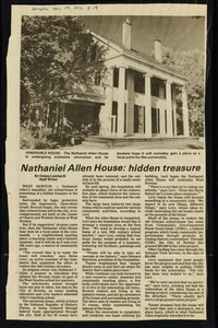 Newton photographs oversize : Allen House : 35 Webster Street / [compiled by the staff of the Newton Free Library]. - Allen House : 35 Webster Street - Nathaniel Allen House : Hidden Treasure -