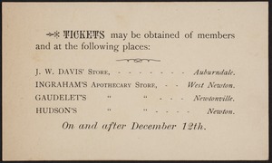 Newton photographs collection : advertising trade cards - Advertising trade cards - Newton trade cards - Newton Boat Club Amateur Minstrels - Nip and Tuck -