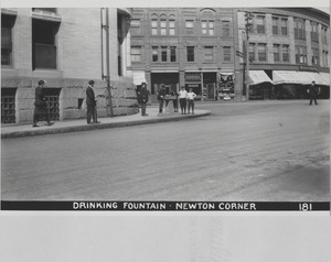 Newton Forestry Department Photographs, 1908-1918 - Drinking Fountain - Newton Corner -