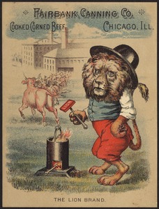 Fairbank Canning Co., cooked corned beef, Chicago, Ill. The Lion brand.