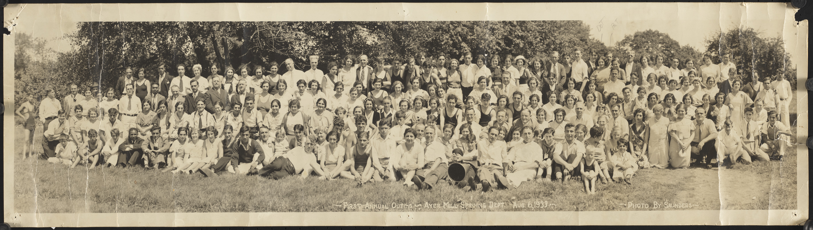 First annual outing, Ayer Mill spinning dept. Aug 6, 1933
