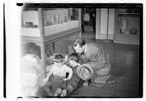 People looking at exhibits, Museum of Fine Arts
