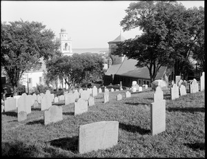 The First Church in Plymouth and Church of the Pilgrimage, burial hill, Plymouth, Mass.