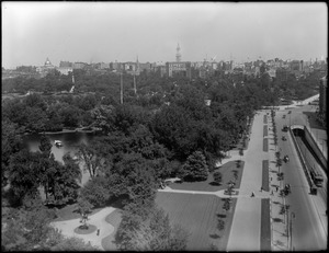 New subway, Boylston Street looking over Public Garden toward Boston Common and State House