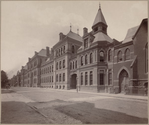 View of English High School building, looking west. (Montgomery Street.)