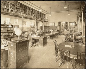 Interior view of the Boston Public Library's Central Branch, probably the children's room