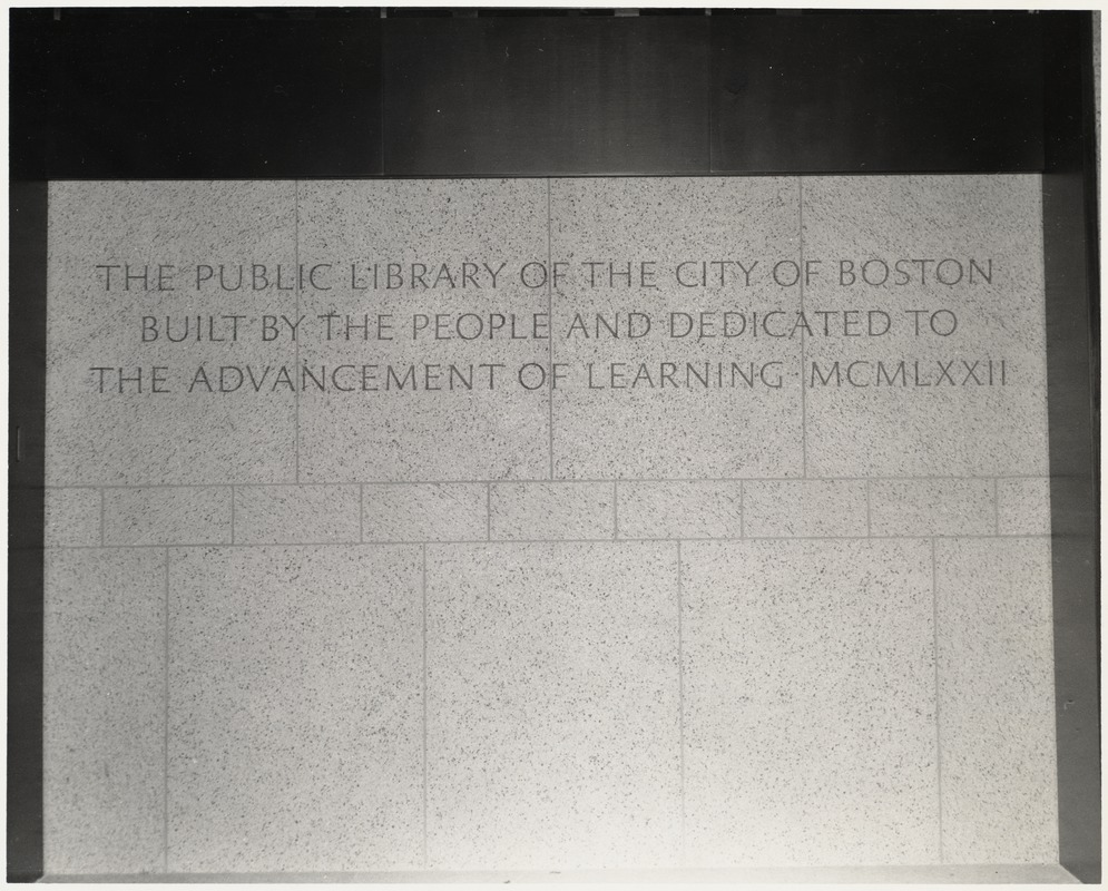 Inscription on wall of the Boston Public Library's Johnson building