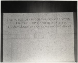 Inscription on wall of the Boston Public Library's Johnson building