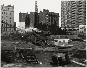 Excavation of the construction site for the Boston Public Library Johnson building, August 1969