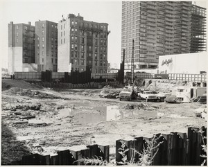 Excavation of the construction site for the Boston Public Library Johnson building, September 1969