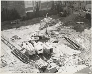 Excavation of the construction site for the Boston Public Library Johnson building, September 1969