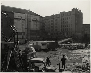 Construction site for the Boston Public Library Johnson building, October 1969