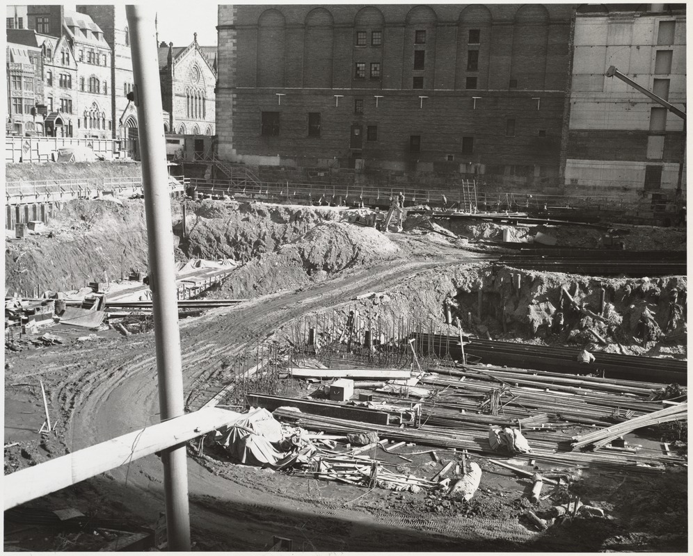 Construction site for the Boston Public Library Johnson building, February 1970
