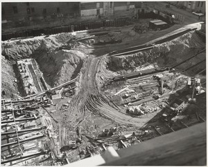 Construction site for the Boston Public Library Johnson building, February 1970