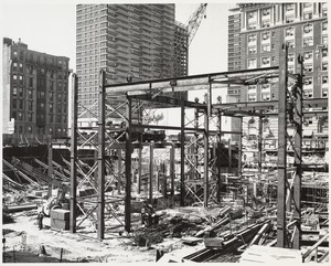 Boston Public Library Johnson building construction, May 1970