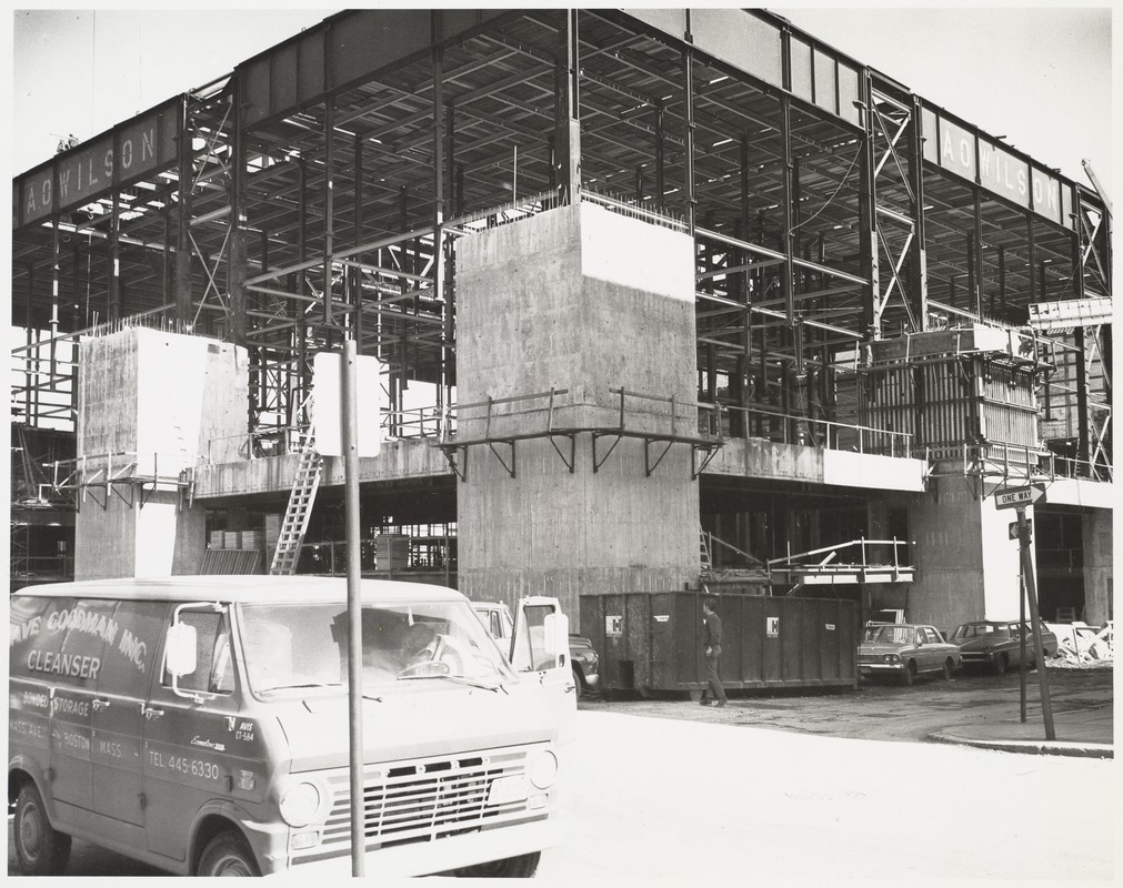 Boston Public Library Johnson building construction, March 1971
