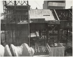 Boston Public Library Johnson building construction, April 1971