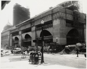 Boston Public Library Johnson building construction, exterior walls partially complete, June 1971