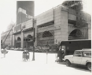 Boston Public Library Johnson building construction, exterior walls nearly complete, August 1971