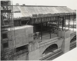 Boston Public Library Johnson building construction, exterior walls partially complete, June 1971