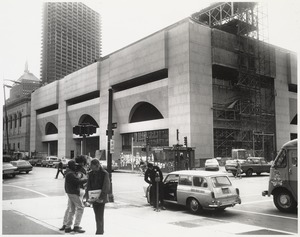 Boston Public Library Johnson building construction, exterior walls nearly complete, October 1971