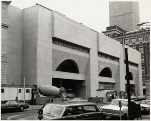 Boston Public Library Johnson building construction, exterior walls nearly complete, November 1971