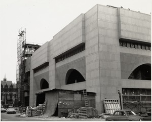 Boston Public Library Johnson building construction, exterior walls nearly complete, November 1971