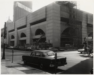 Boston Public Library Johnson building construction, exterior walls nearly complete, September 1971