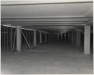 Interior of Boston Public Library Johnson building during construction, July 1972