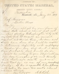 Letter from Capt. A. Keller to Michael Anagnos, January 28, 1887