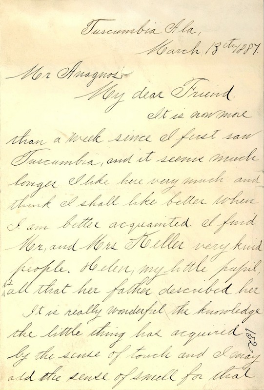Letter from Annie Sullivan to Michael Anagnos, March 13, 1887 (p. 1 of 5)