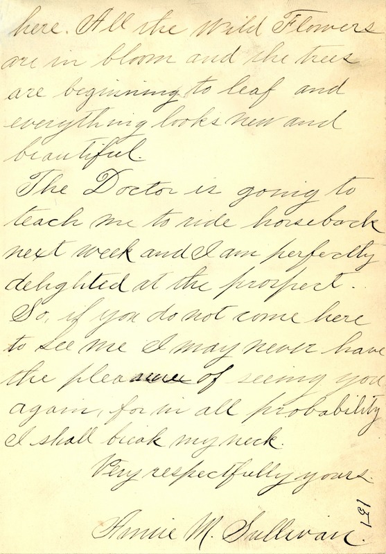 Letter from Annie Sullivan to Michael Anagnos, March 13, 1887 (p. 5 of 5)