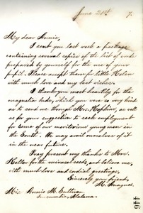 Letter from Michael Anagnos to Annie Sullivan, June 21, 1887