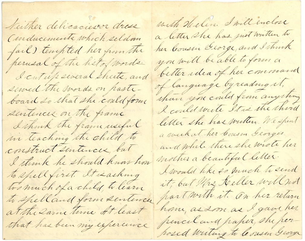Letter from Annie Sullivan to Michael Anagnos, August 23, 1887 (pp. 2 & 3 of 8)