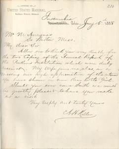Letter from Capt. A. Keller to Michael Anagnos, January 15, 1888